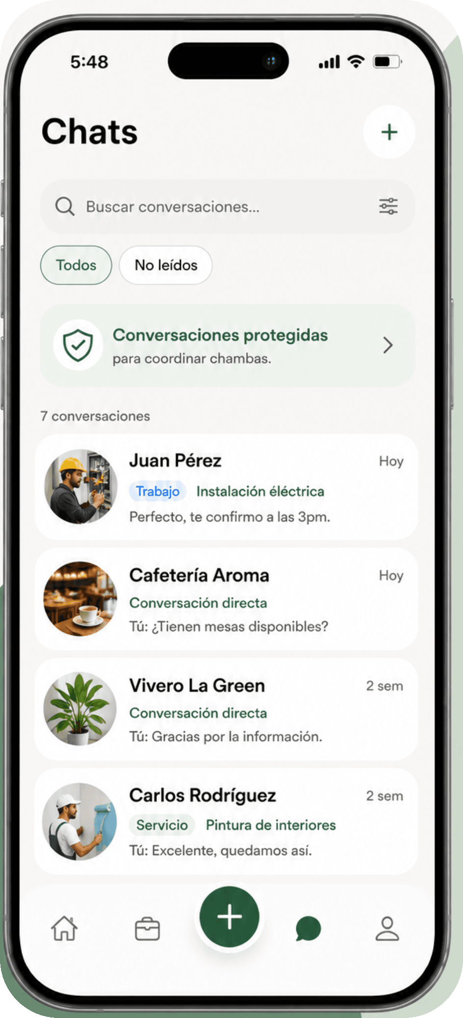 Pantalla real de Chamba: Chats